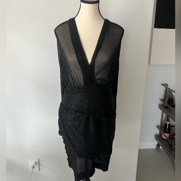 Maje Sequin Black Sheer Ddress - Picture 13 of 13